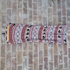Elephant Print Boho Maxi Skirt